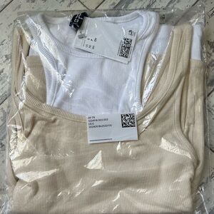 H&M White and Beige Tank Tops